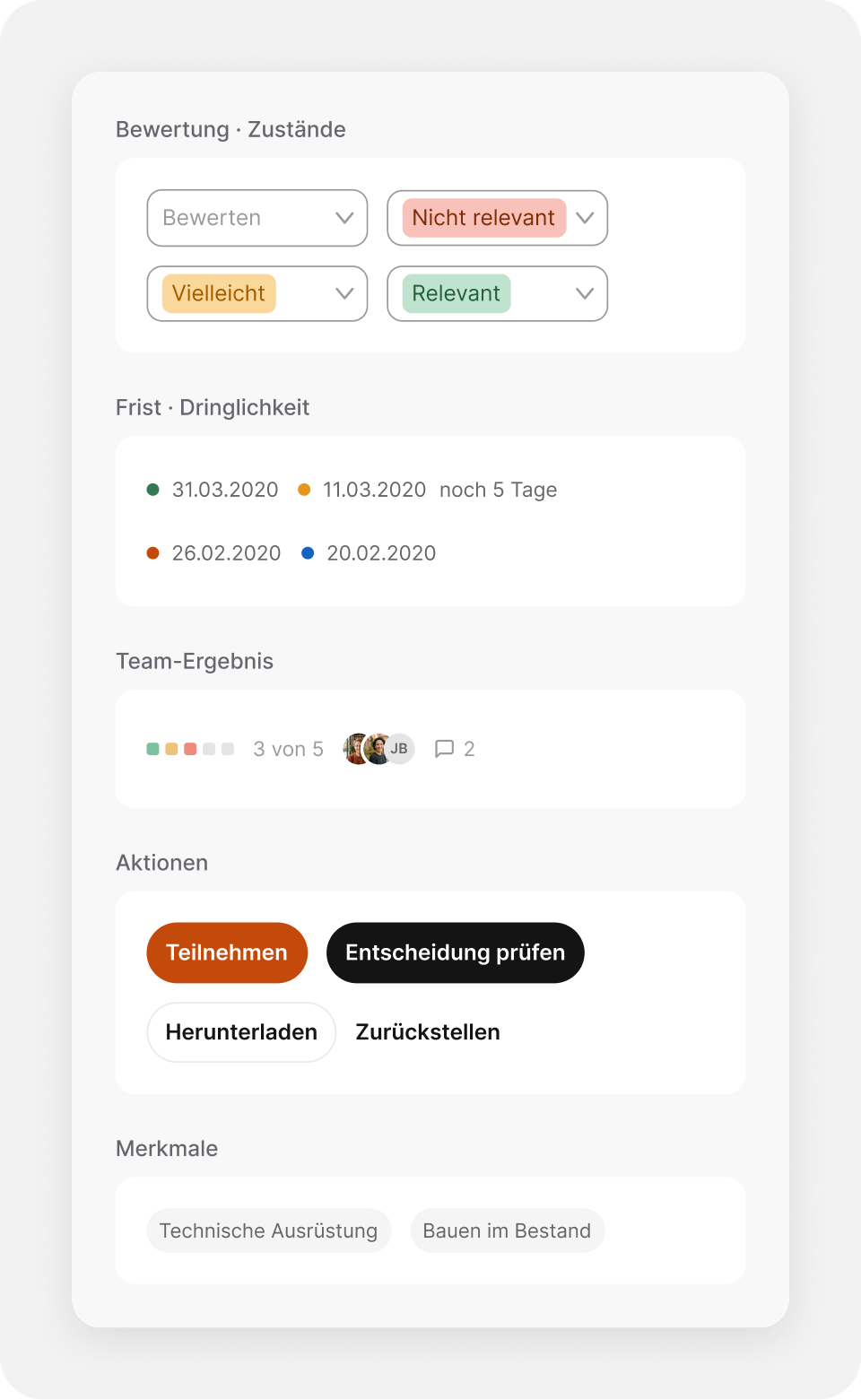 Design system library overview listing the core building blocks of the interface