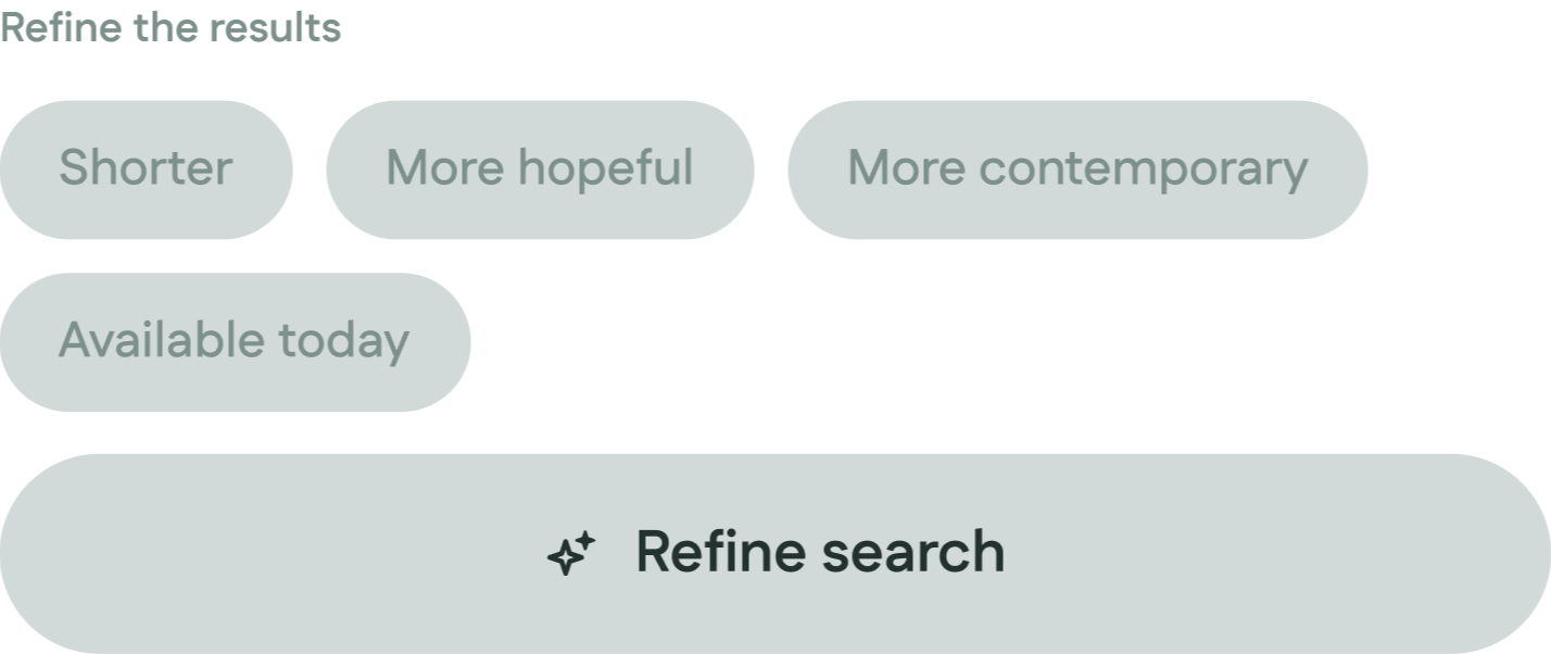 “Refine the results” block letting the reader edit each interpreted criterion